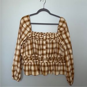 Smocked Plaid Blouse